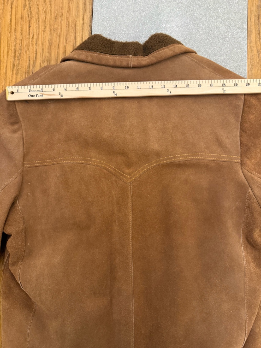Vintage Pioneer Wear Suede Sherpa Rancher Jacket Brown Western Coat Size 44 - Picture 13 of 16